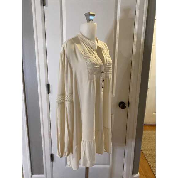 Keren Hart Ivory Embroidered Crochet Boho Blouse Tunic Top Shirt Womens 1X- New - Picture 3 of 16